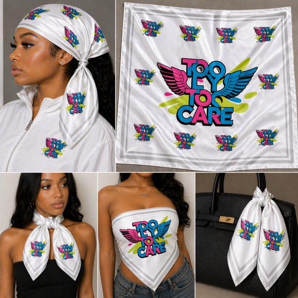 White Too fly too care scarf