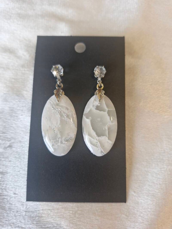 Oorbel marmer zilver klein