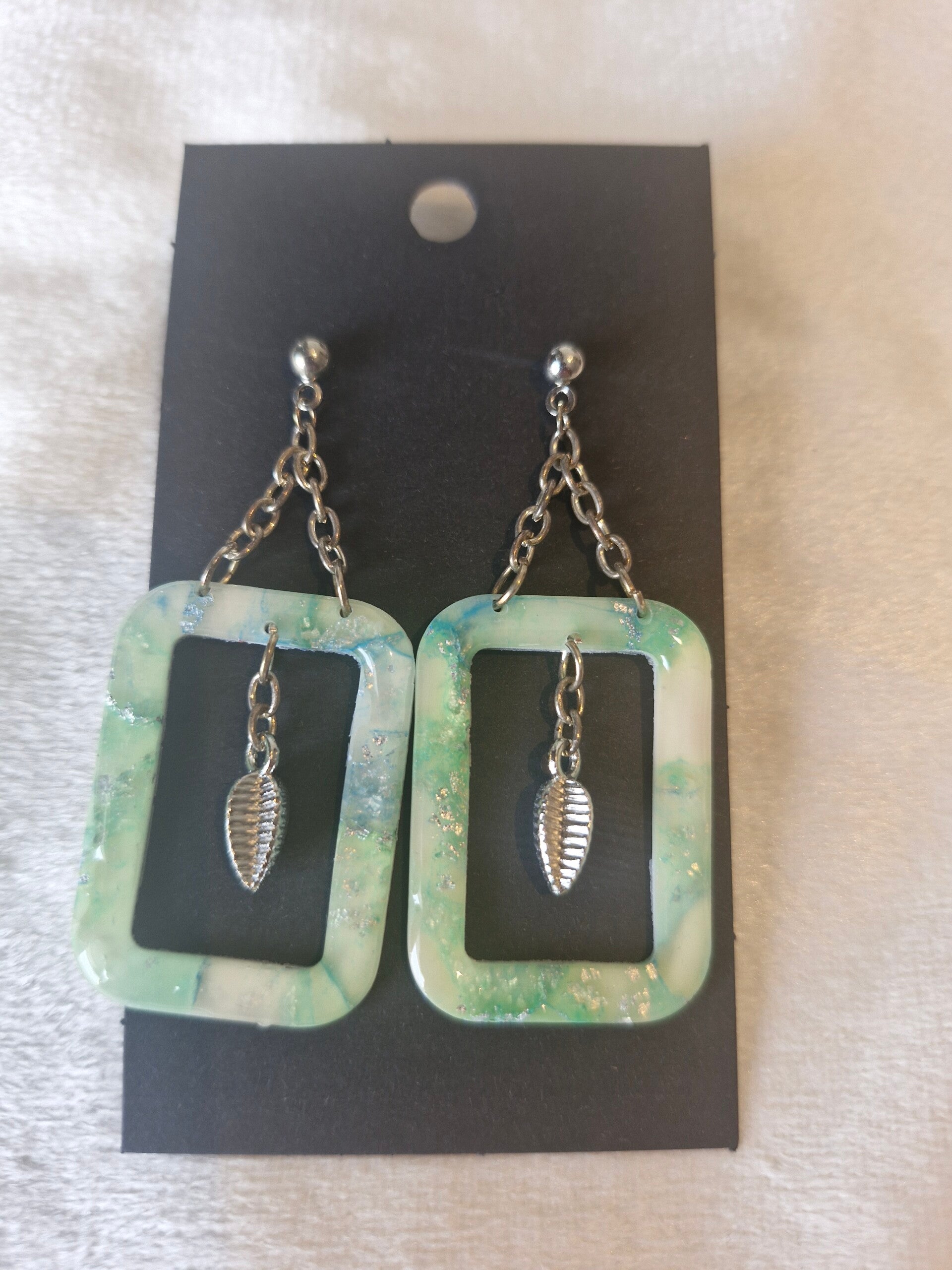 Oorbel blauw groen zilver