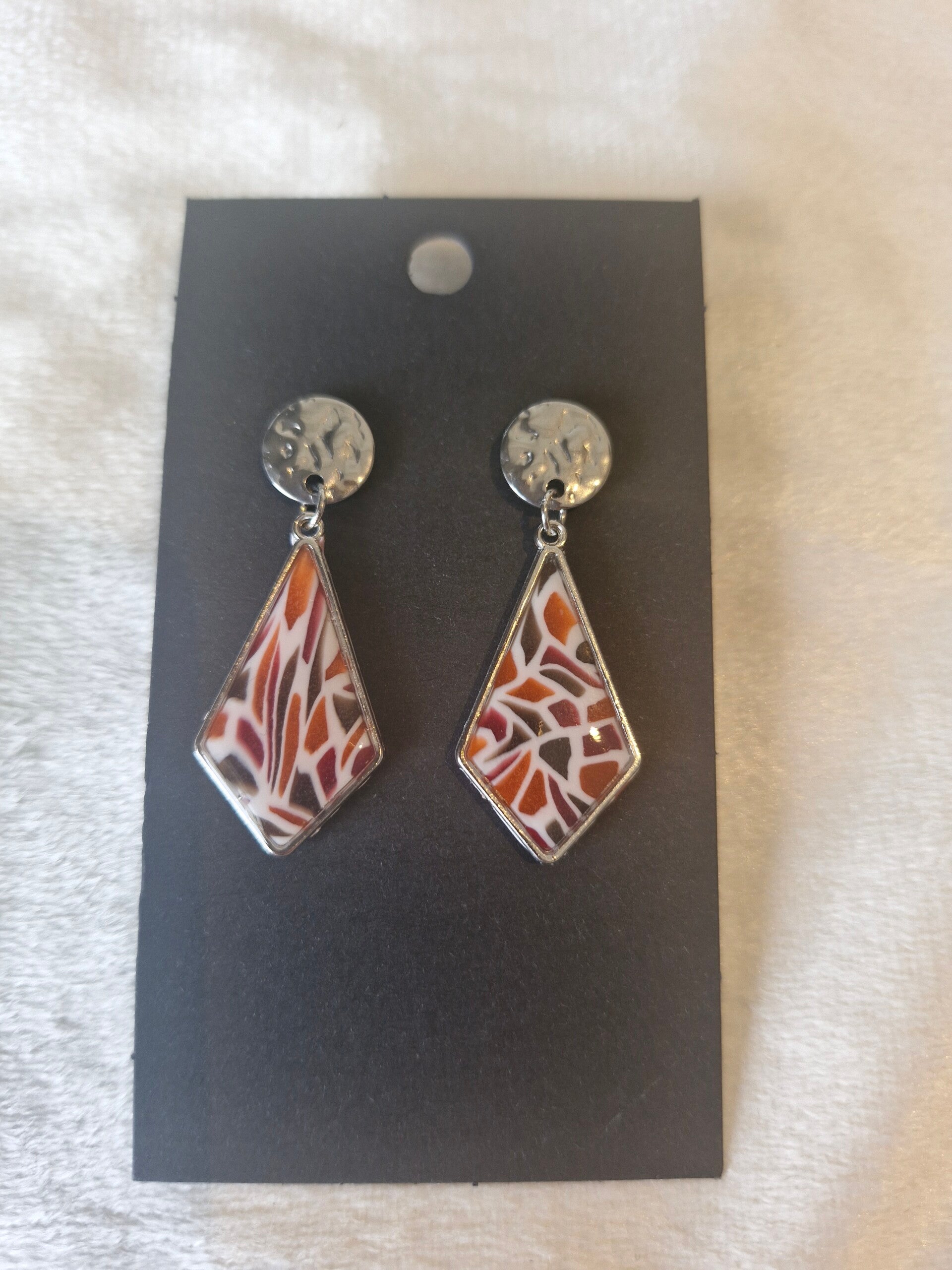 Oorbel glas in lood zilver