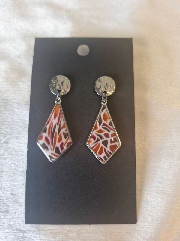 Oorbel glas in lood zilver