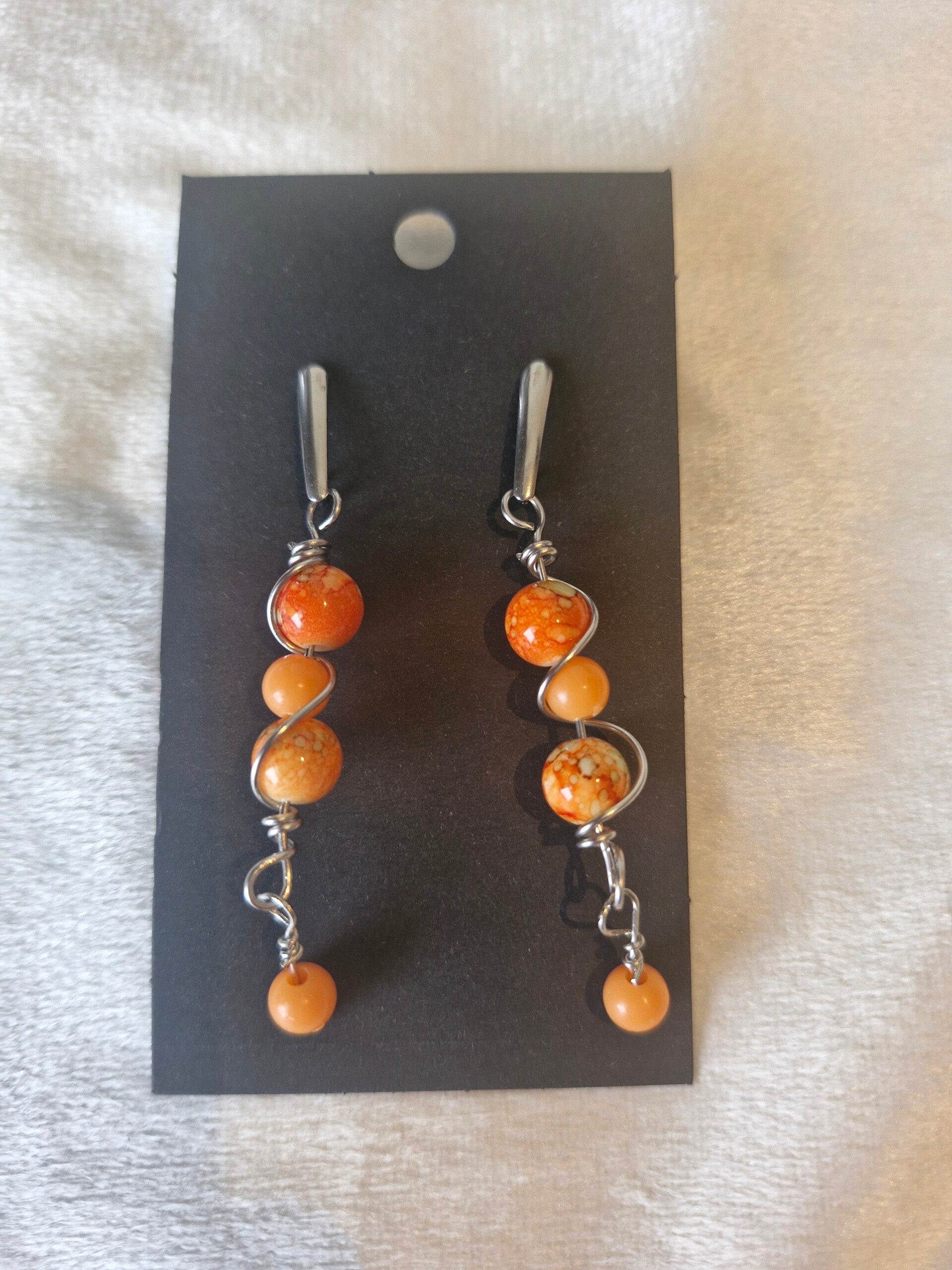 Oorbel zilver oranje