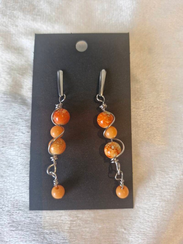 Oorbel zilver oranje