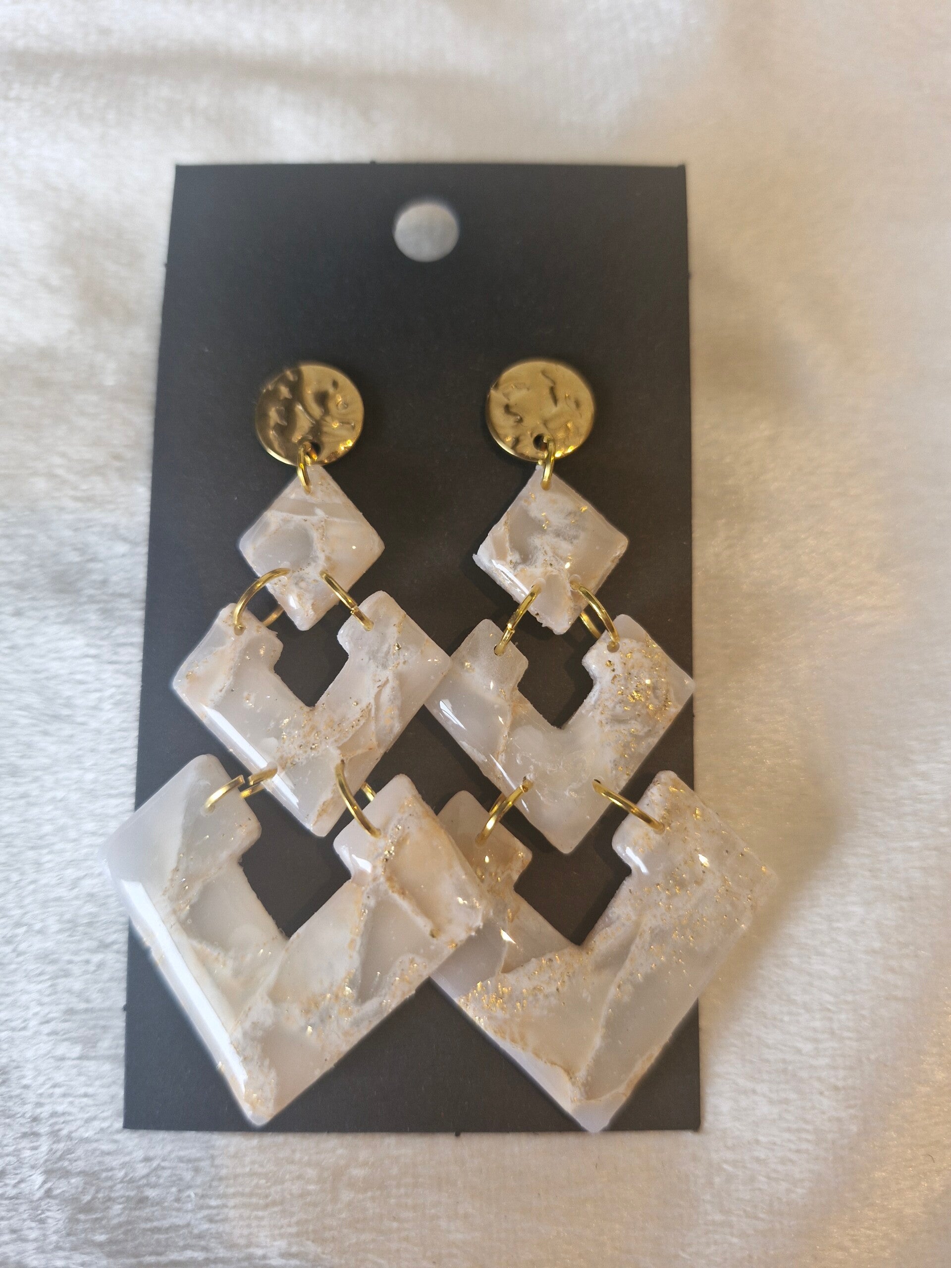 Oorbel marmer goud groot