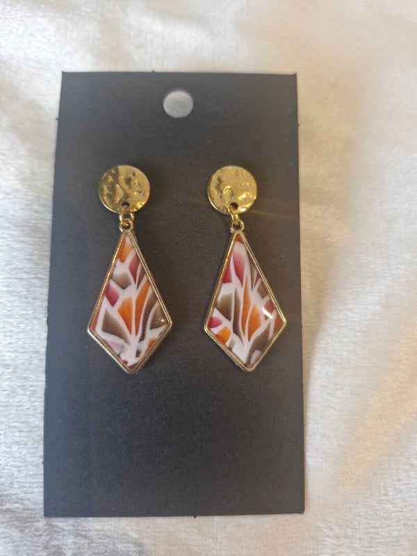 Oorbel glas in lood goud