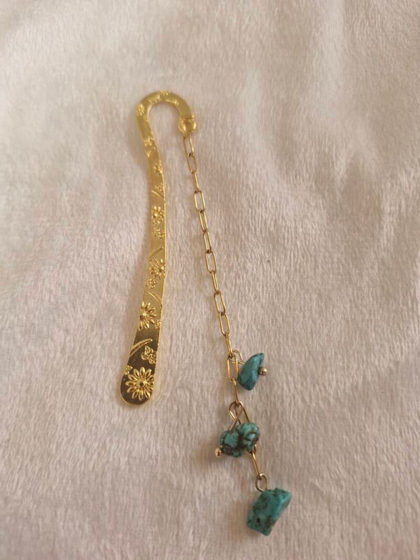 Boekenlegger goud turquoise