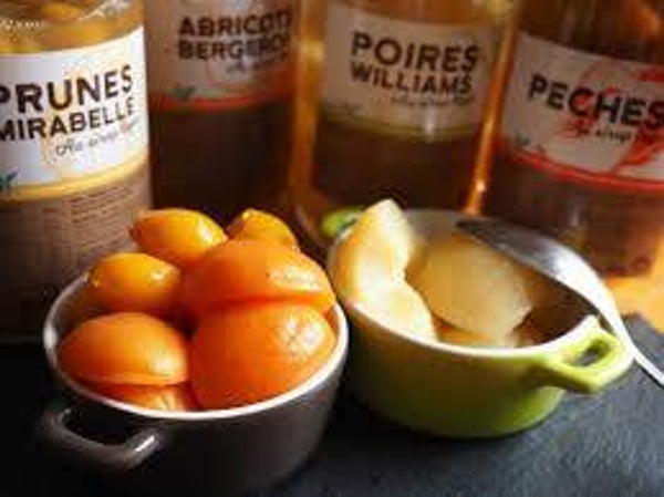 Mardi 09/09 Dessert :pêches et poires au sirop