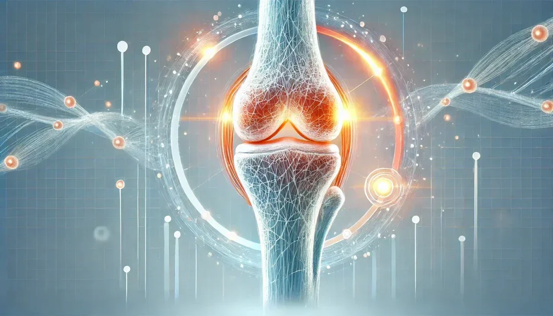 Douleurs articulaires et collagène hydrolysé – illustration du cartilage du genou, mobilité articulaire, inflammation et soutien naturel des articulations pour retrouver confort et souplesse naturellement.