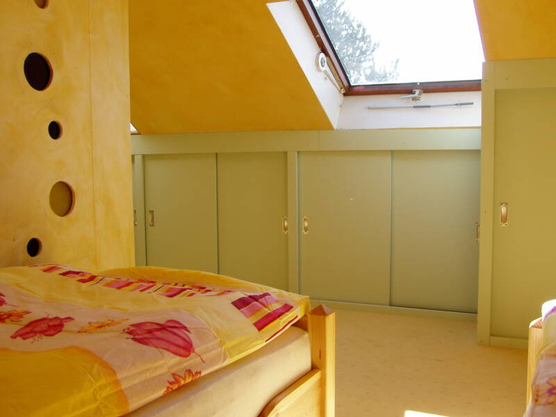 Schlafbereich der Ferienwohnung im oberen Geschoss