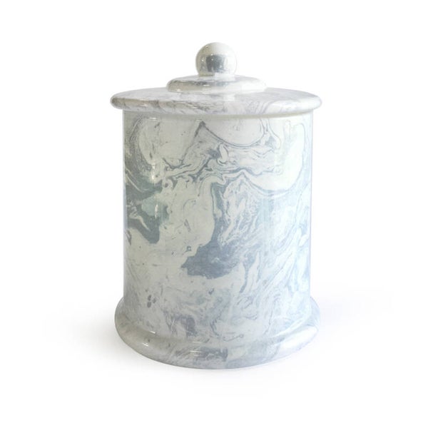 Large White & Grey Marble with Lid