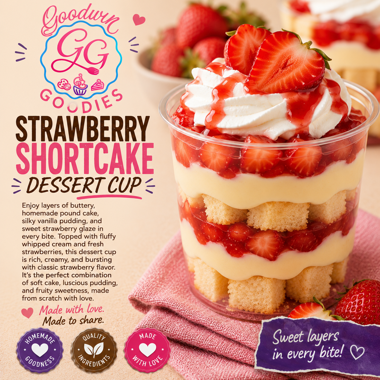 Strawberry Shortcake Dessert Cup