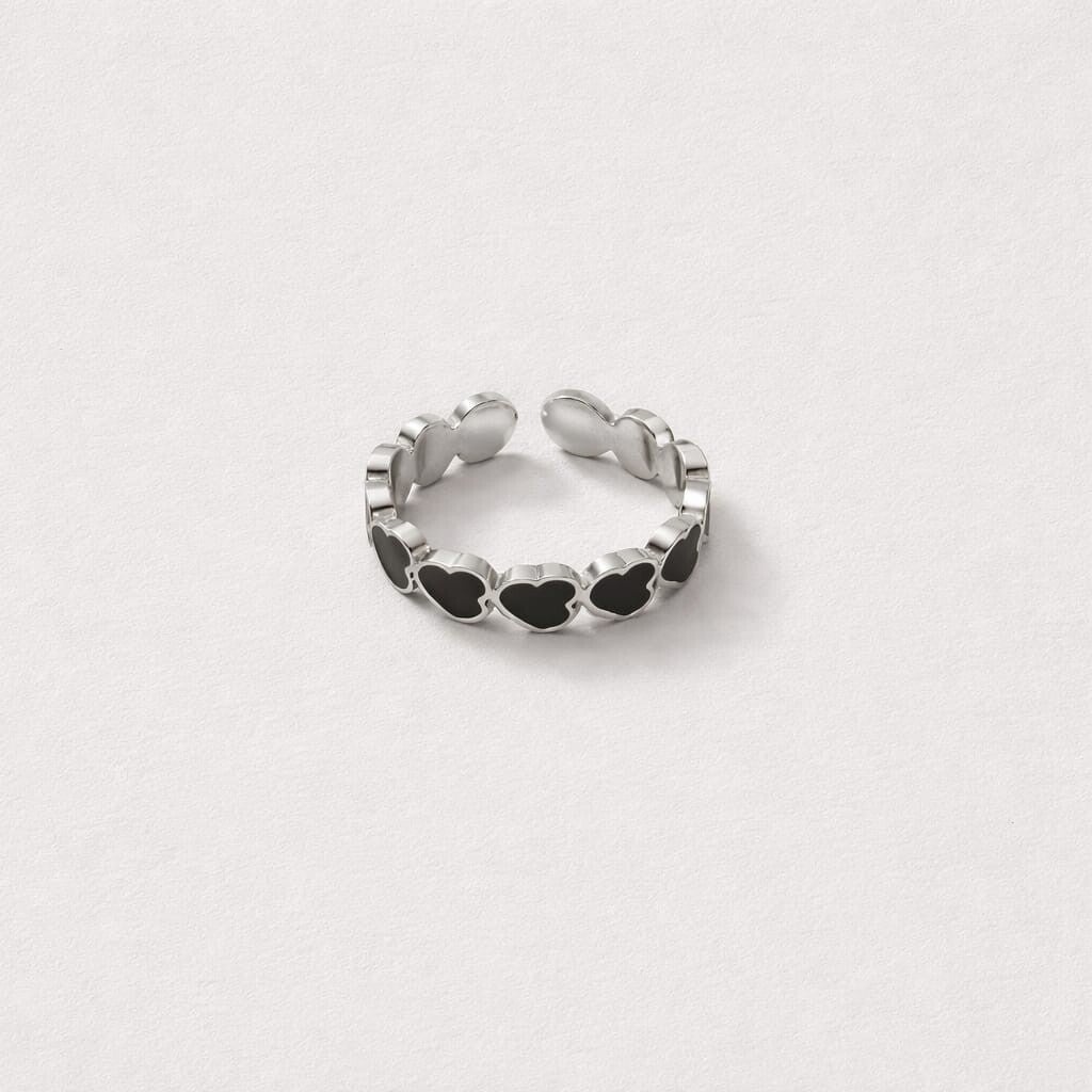 Ring 'hartjes zwart/zilver
