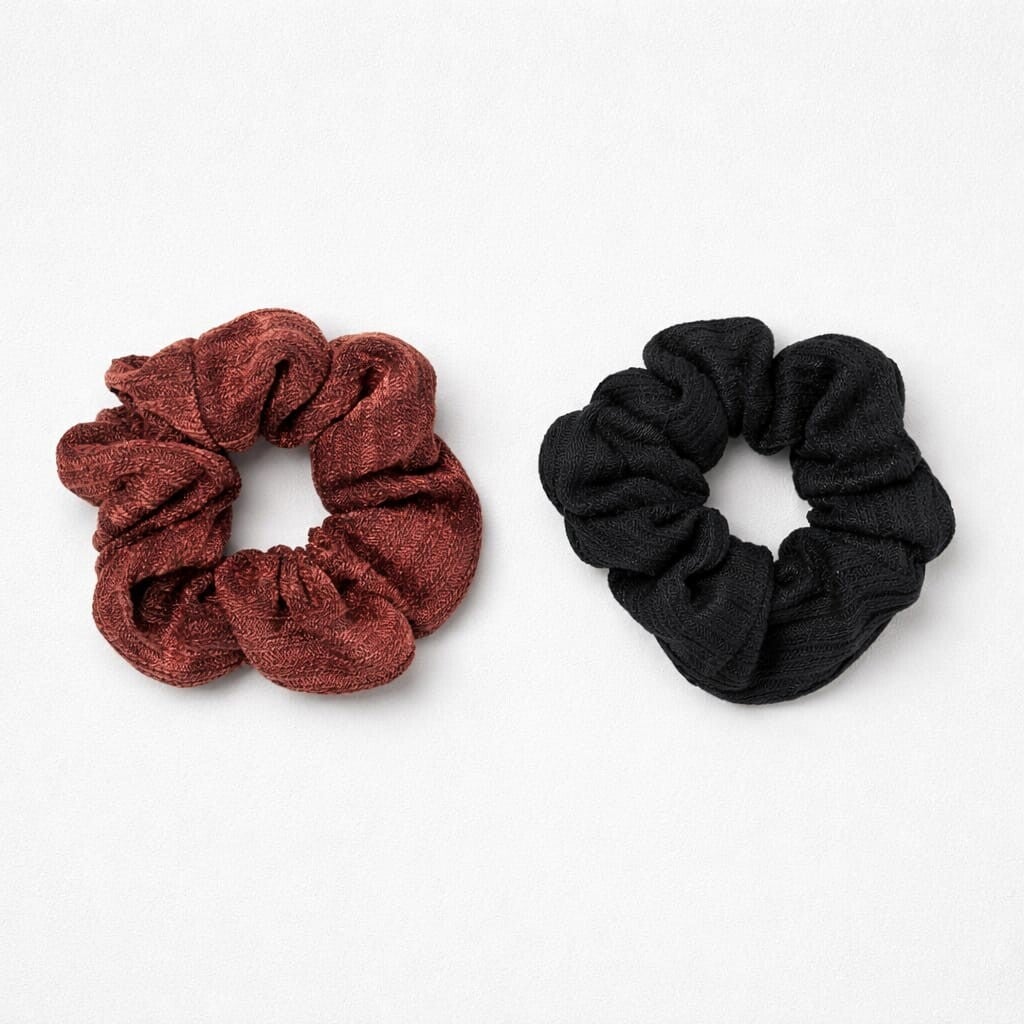 Scrunchie duo ' zwart/bruin jersey