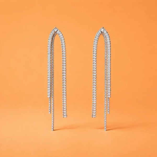 Lange party oorbellen met strass