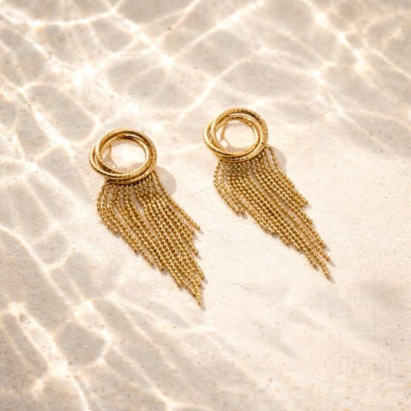 waterval oorbellen goud/zilver