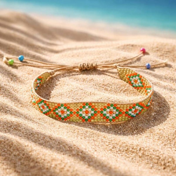 Geweven armbandje orange