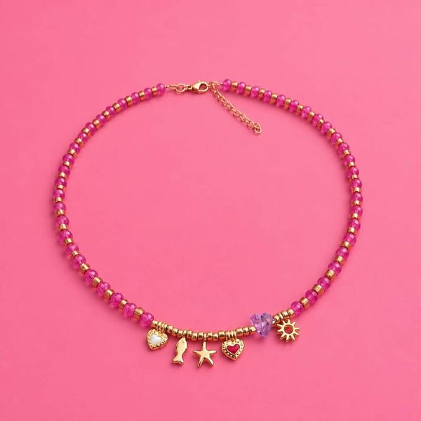 Summer choker met gouden mini bedels
