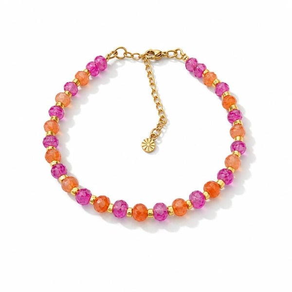 Tropical glaskraal armbandje coral/pink