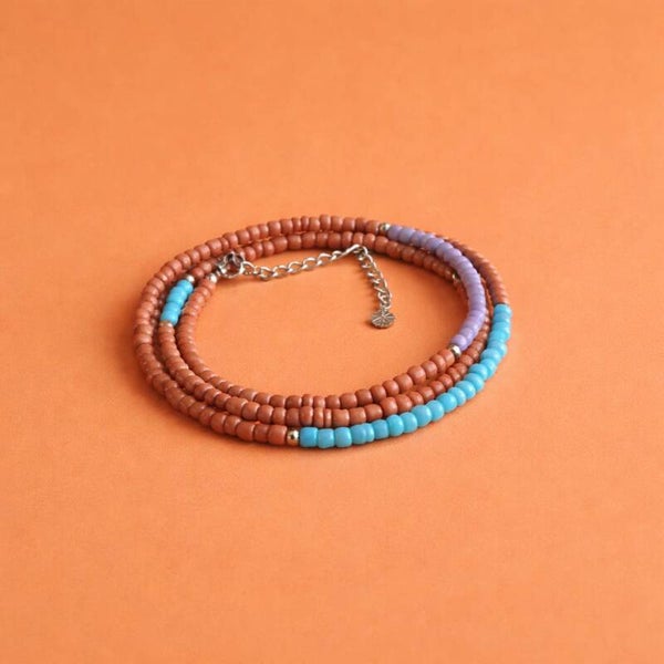Wrap armband ' Turqoise/terracotta