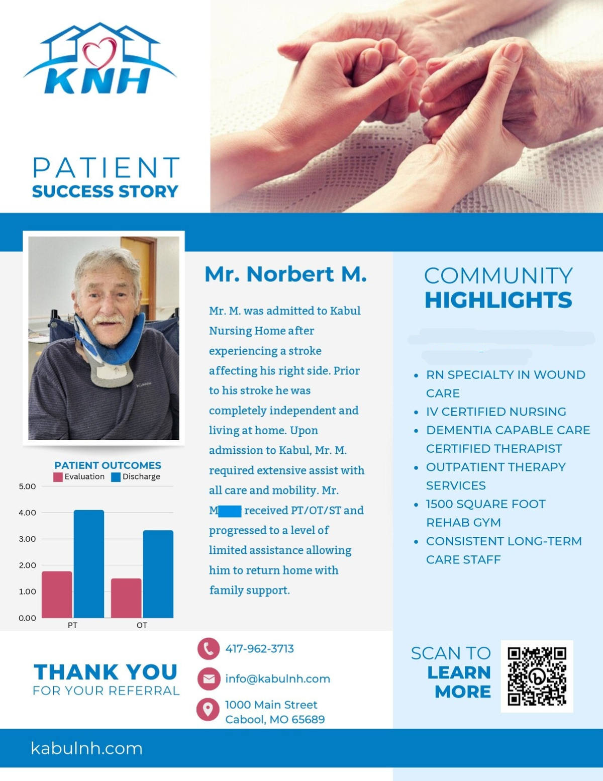 Patient Success Stories | Kabul Nursing Homes, Inc.