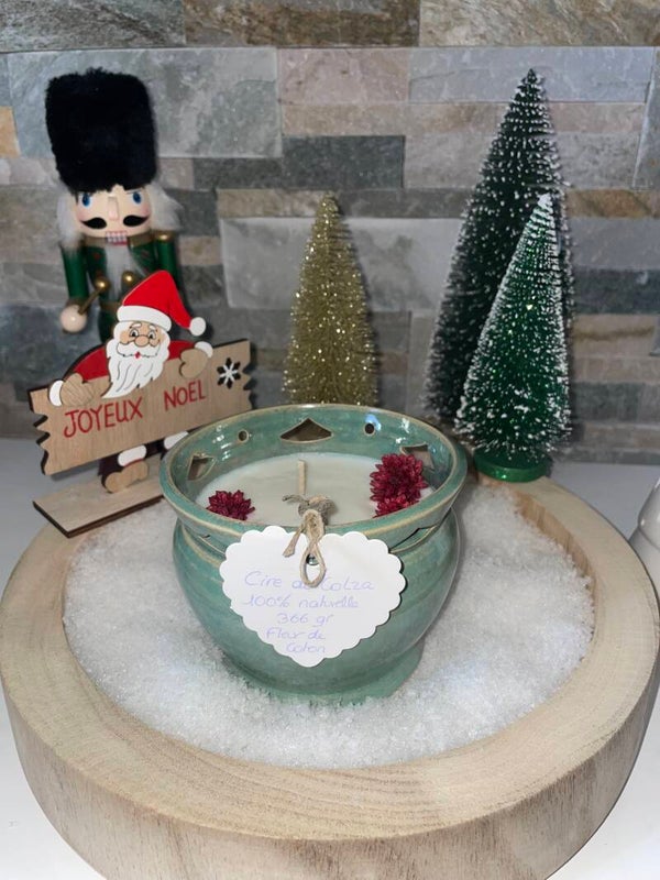 Bougie artisanale verte senteur fleur de coton