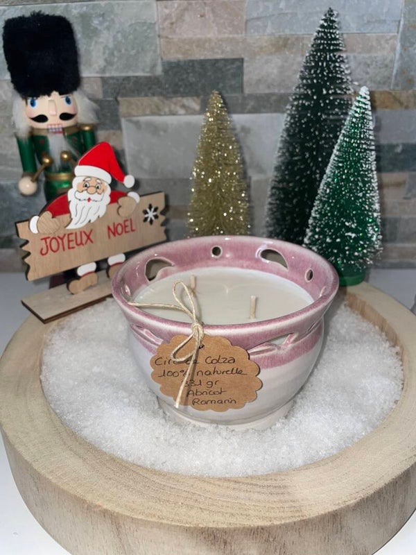 Bougie artisanale rose senteur abricot romarin