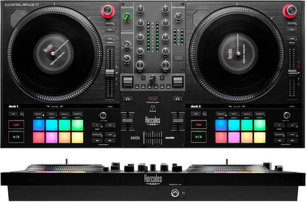 Hercules DJControl Inpulse T7 -Controladora de DJ Motorizada Negra de 2 Decks - incluye Serato DJ Lite y el software DJUCED