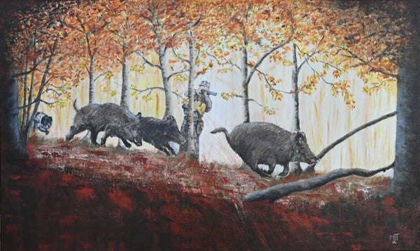 Chasse en Montagne Noire, Occitanie (100x60 cm)