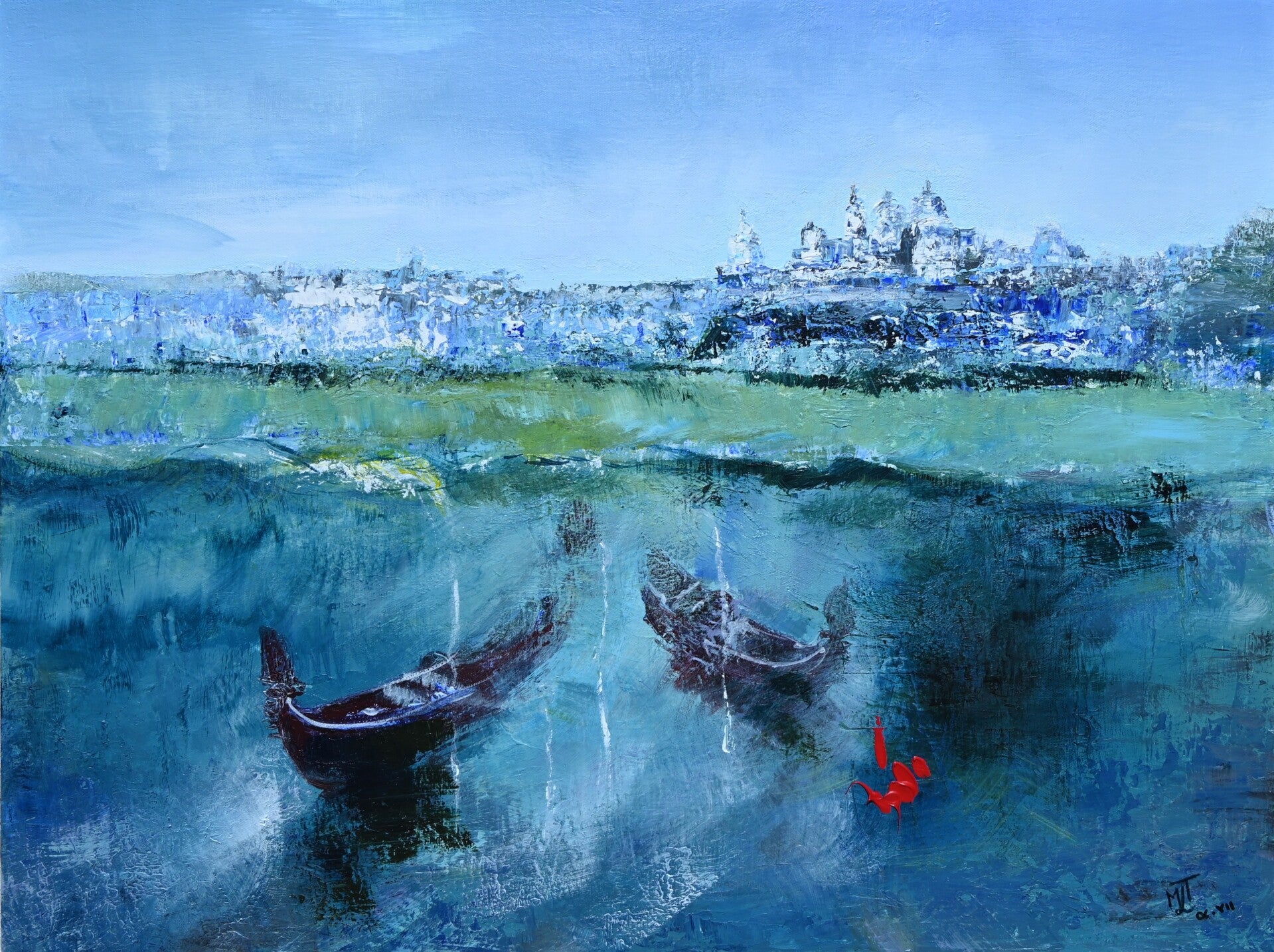 Fouilles à ciel noyé (Venise, strate I) 80x60, châssis 3D 100 cm)