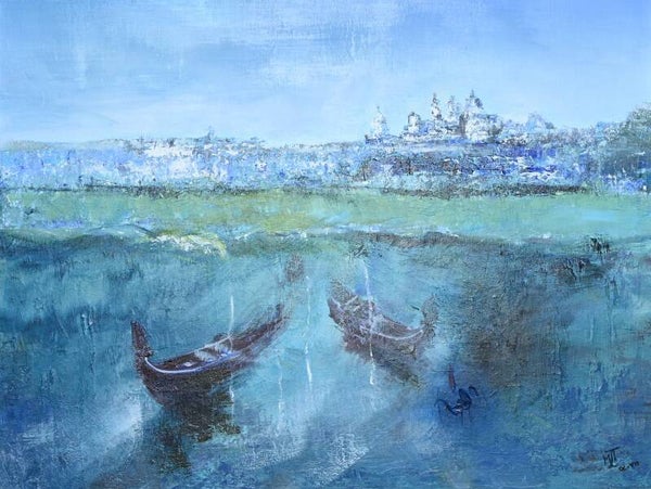 Fouilles à ciel noyé (Venise, strate I) 80x60, châssis 3D 100 cm)