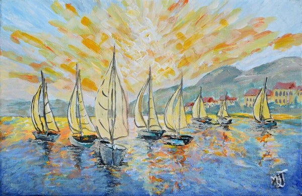 Magie de voiliers en Méditerranée (1) (30x20 cm vendu)