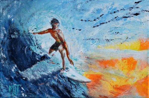 Surfer dans la vague (30x20 cm)