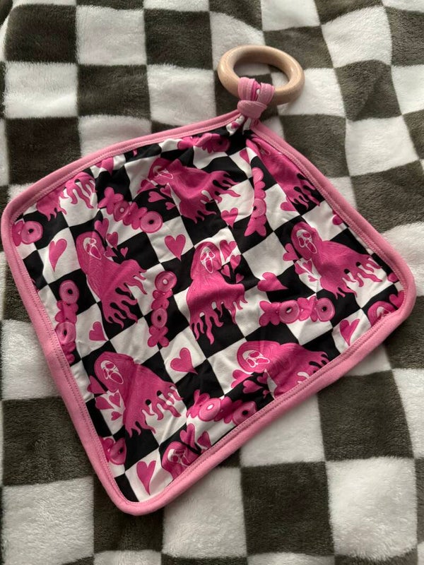 PINK GHOST FACE CHECK BACK LOVEY