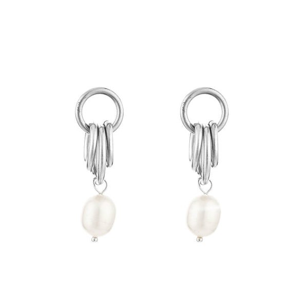 Oorbel Ringen en Zoetwaterparel | Zilver