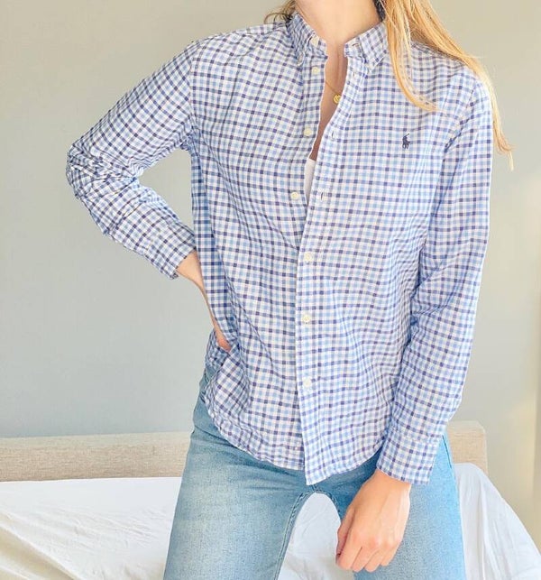 Ralph Lauren Blouse Geruit | Blauw Wit