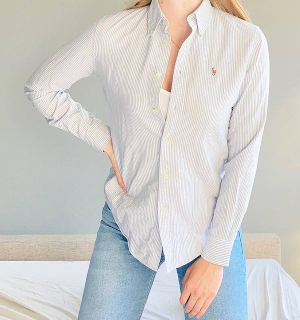 Ralph Lauren Blouse Gestreept | Lichtblauw Wit