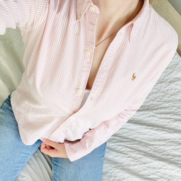 Ralph Lauren Blouse | Lichtroze Wit