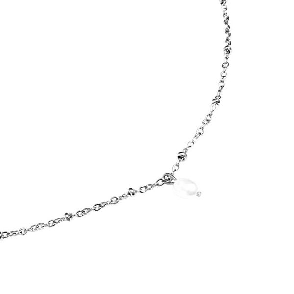 Enkele Ketting Zoetwaterparel | Zilver