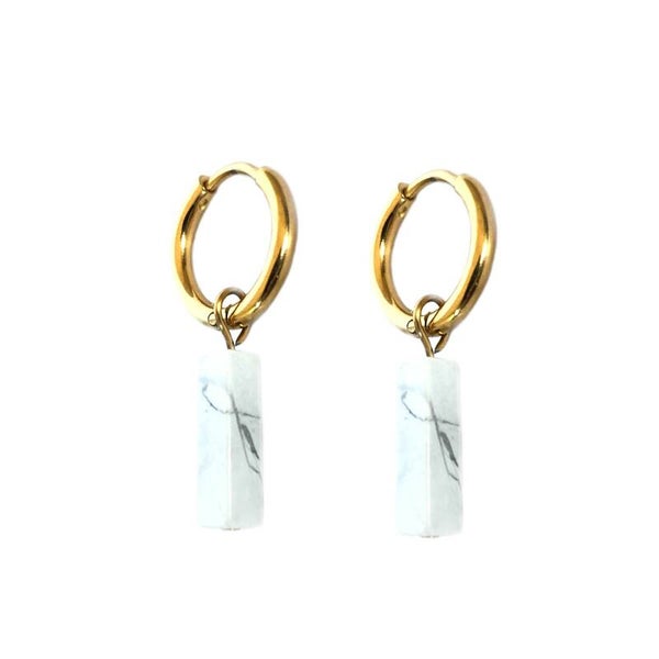 Oorbel Natuursteen Marmer | Goud