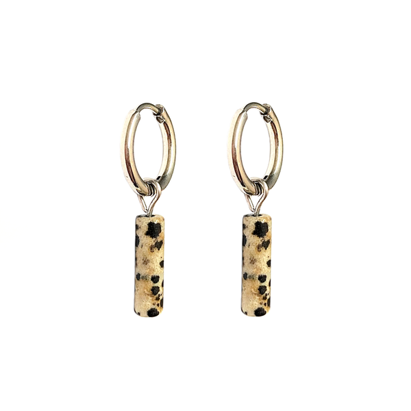 Oorbel Natuursteen Beige | Zilver
