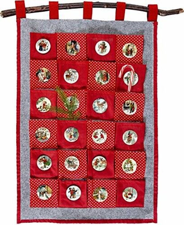 Adventskalender Stoffen adventskalender om te vullen - nostalgisch adventsseizoen