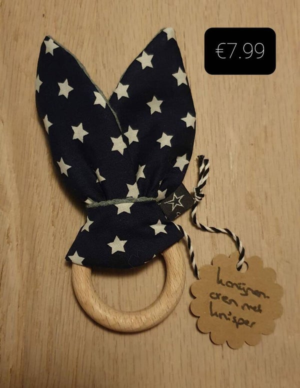 BY CHANTI Konijnenoren Blauw Patroon ster wit