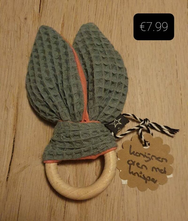 BY CHANTI Konijnenoren Groen Patroon wafeldoek