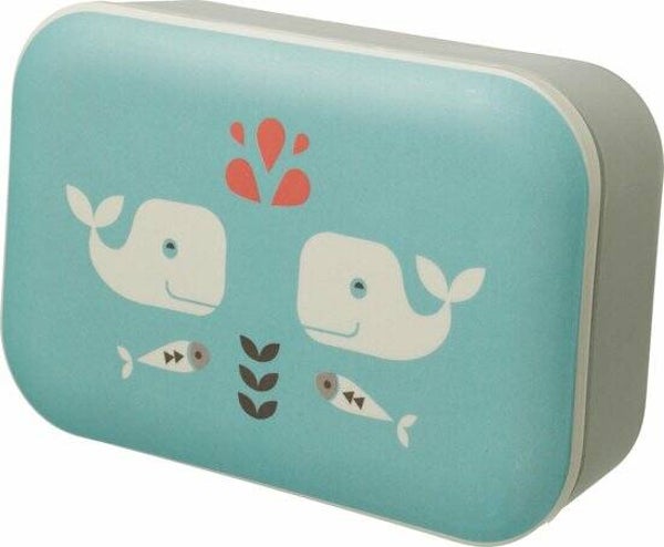 Fresk lunch box whale - blauw - 18 x 13 x 7 cm.