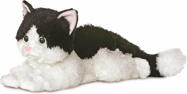 Knuffel Aurora kat Ellie Flopsie 30,5 Cm Zwart/wit