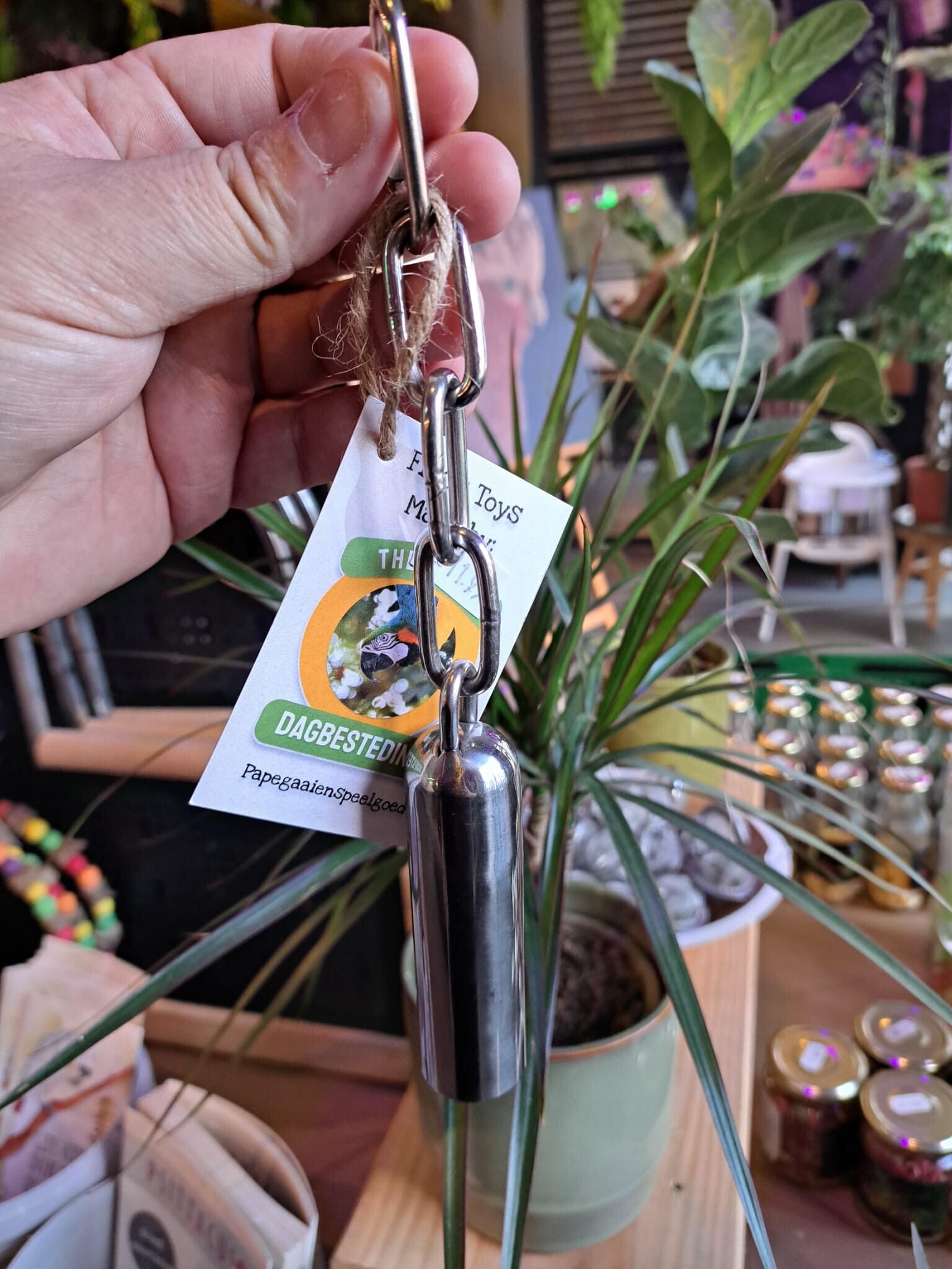 Papegaaienspeelgoed RVS bel Medium