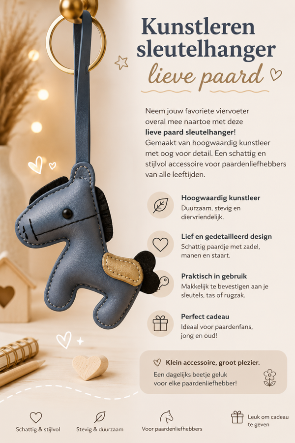 Kunstleren sleutelhanger lieve paard.