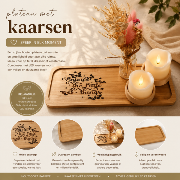 Plateau met kaarsen.