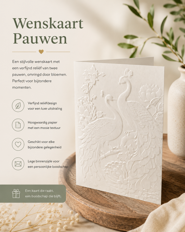 Wenskaart pauwen.