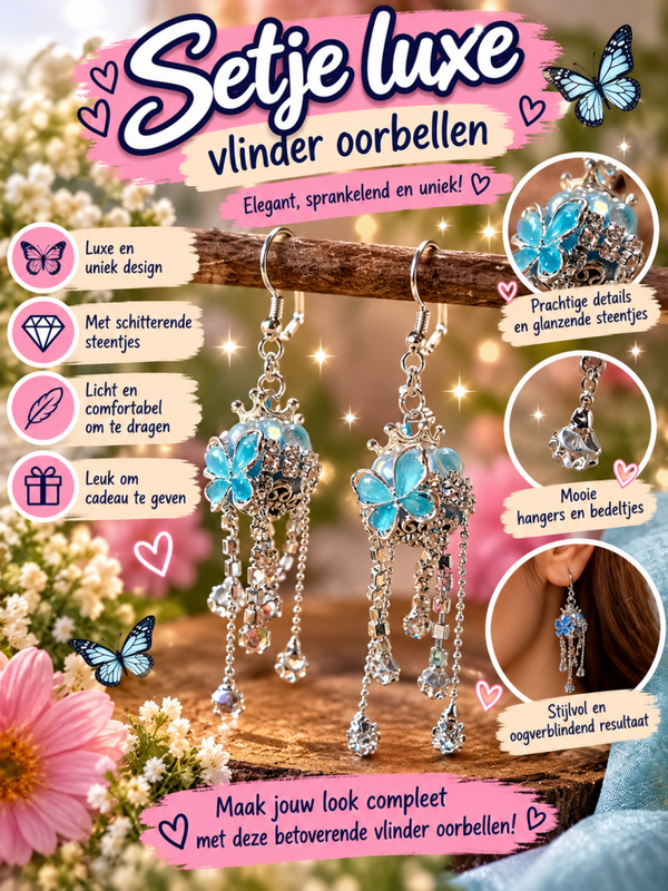 Setje luxe vlinder oorbellen.